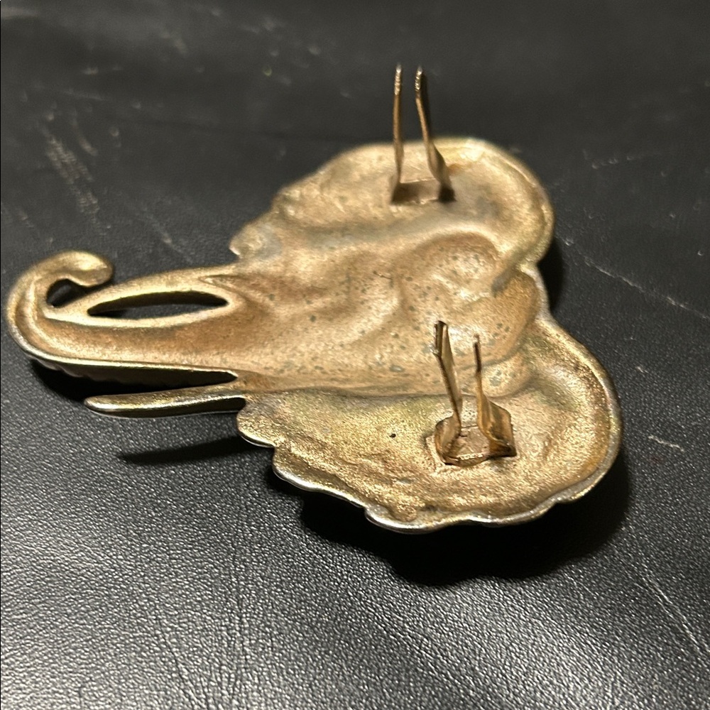 Vintage Pewter Elephant Head Ornament Brooch Buckle - Picture 3 of 3
